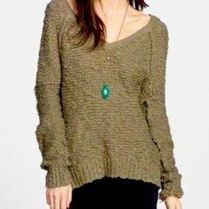 Free People | Songbird V-Neck Sweater | Olive Green